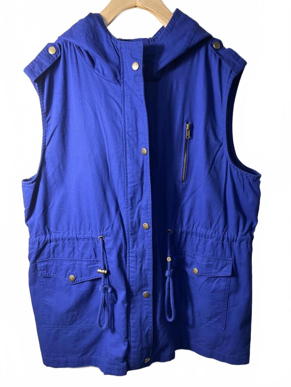 Zenana Outfitters Utility Vest Hooded Women's 2X Royal Blue Casual Outdoors EUC